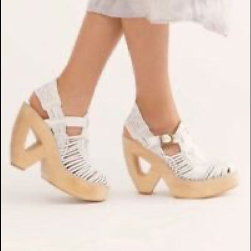 New Free People x Jeffrey Campbell Mia Huarache Platform White sz 5